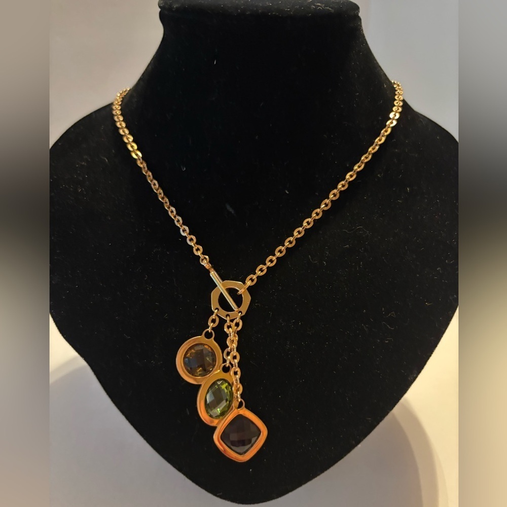 “Firenze” 14KT Rose Gold Filled 3 Stone Italian Necklace.